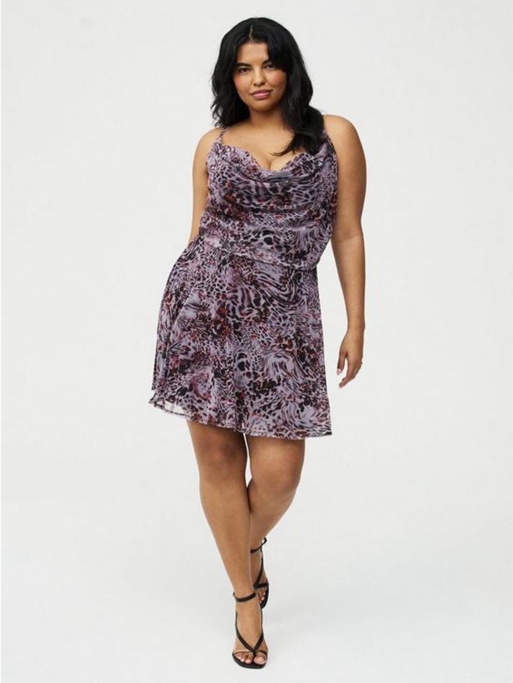 Torrid 1X Cross Back Mini Dress gray leopard NWT